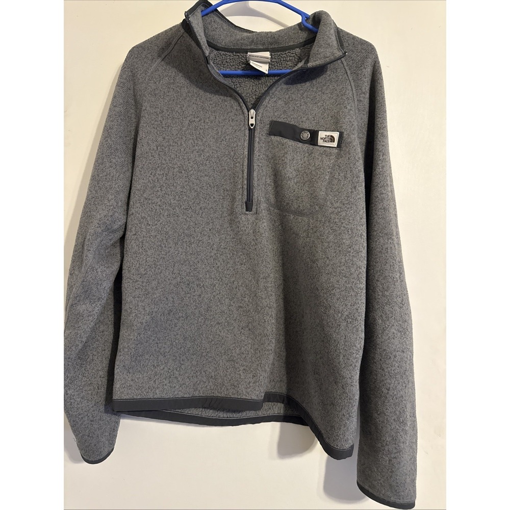 The North‎ Face Gordon Lyons Standard Fit 1/4-Zip Fleece Gray Sweater Mens Small